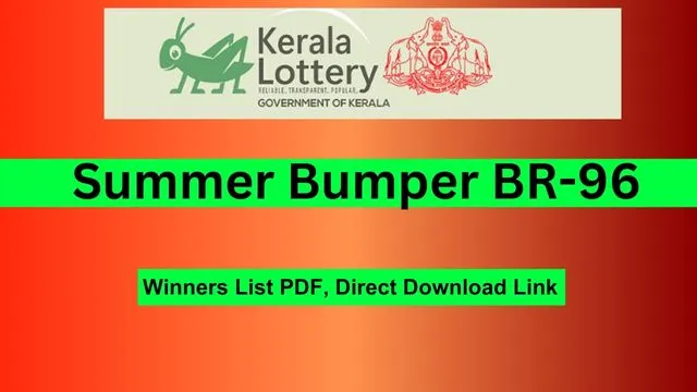 Kerala Lottery Result 27.03.2024 Summer Bumper BR-96 Winners List