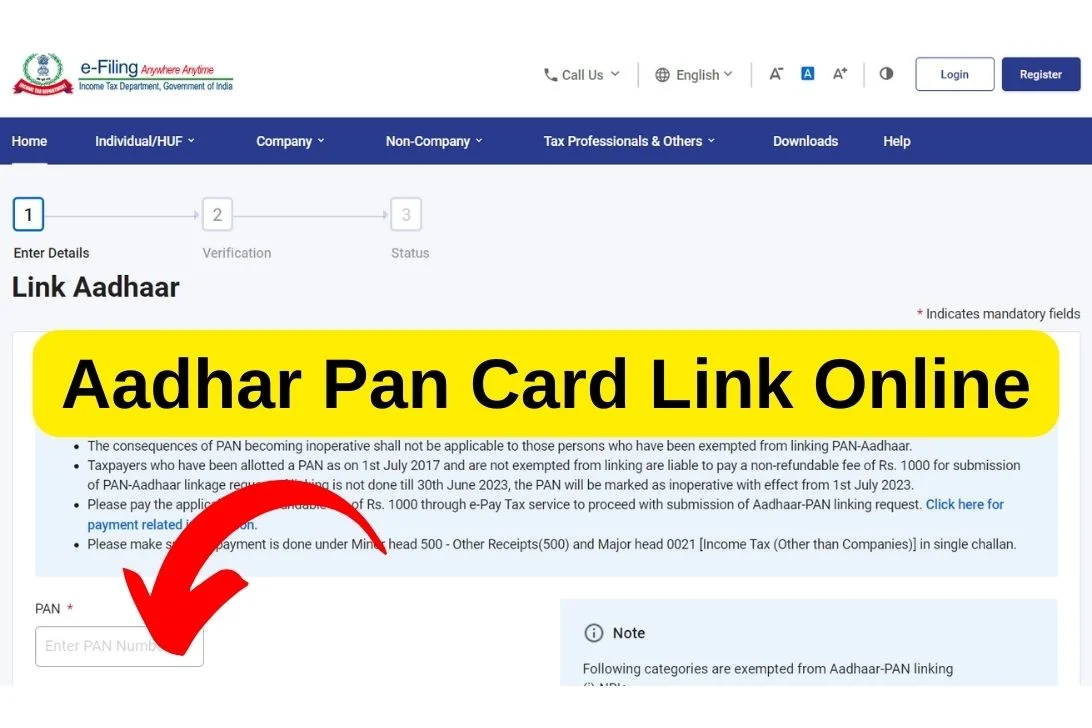 Aadhar Pan Card Link Online