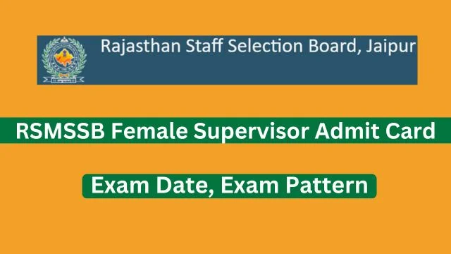 RSMSSB Female Supervisor Admit Card