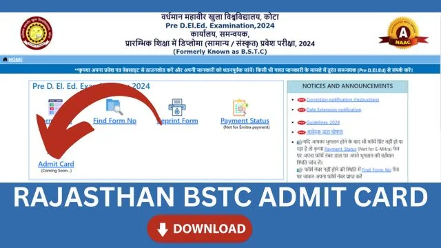 Rajasthan BSTC Admit Card