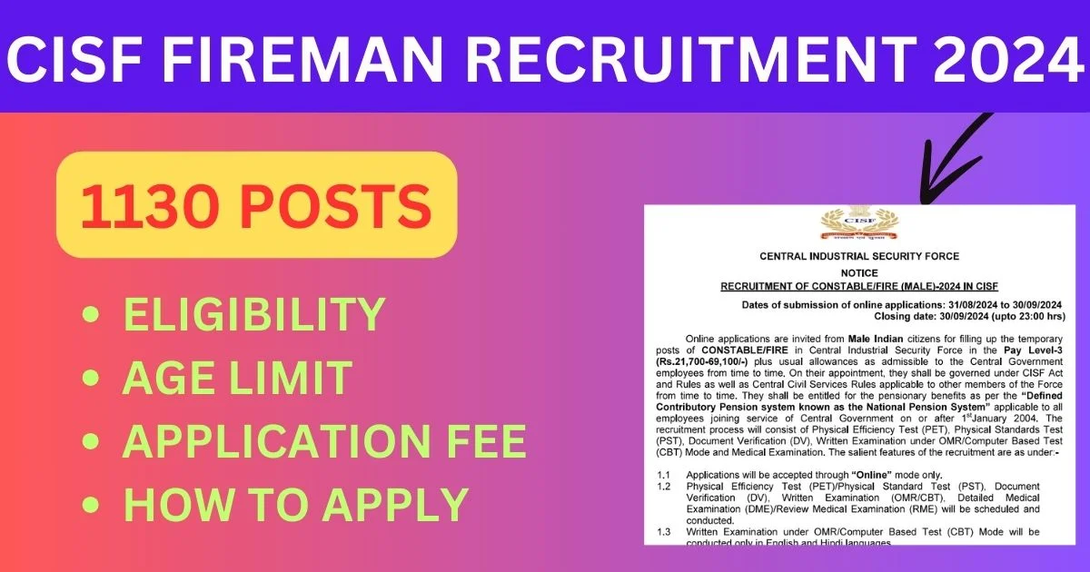 CISF Fireman Recruitment 2024