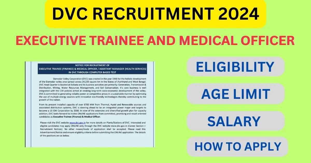 DVC Executive Trainee Medical Officer Recruitment